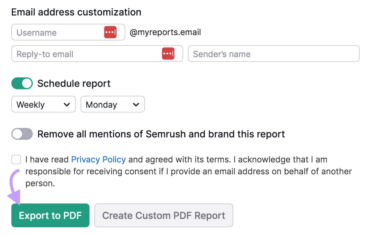 âExport to PDFâ button