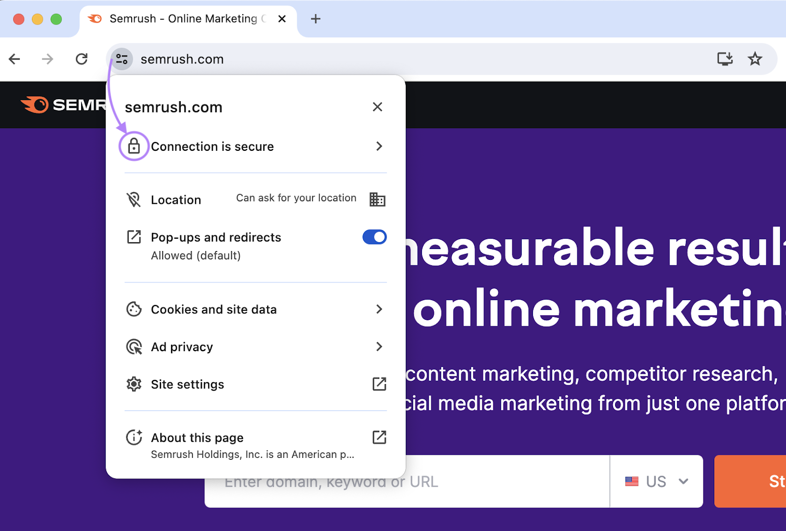 "Connection is secure" padlock next to the "sr02.myamztools.com" in the browser’s address bar