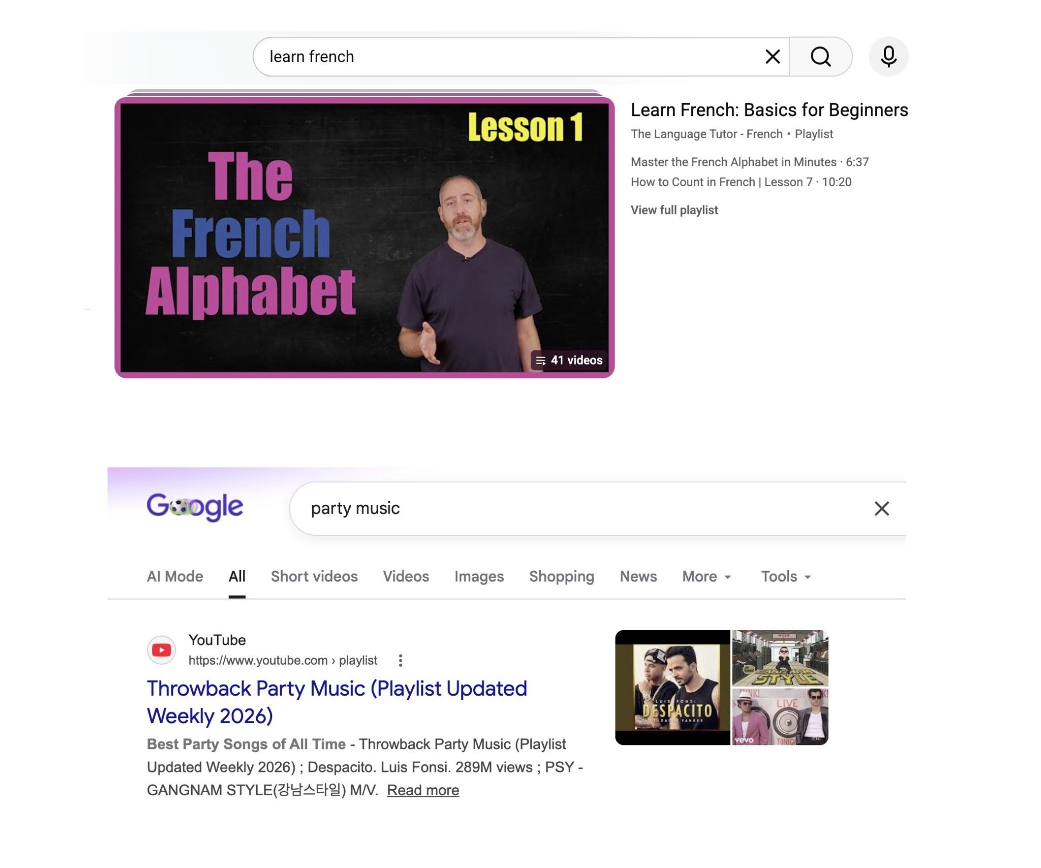 Video playlists ranking on YouTube and Google SERPs.