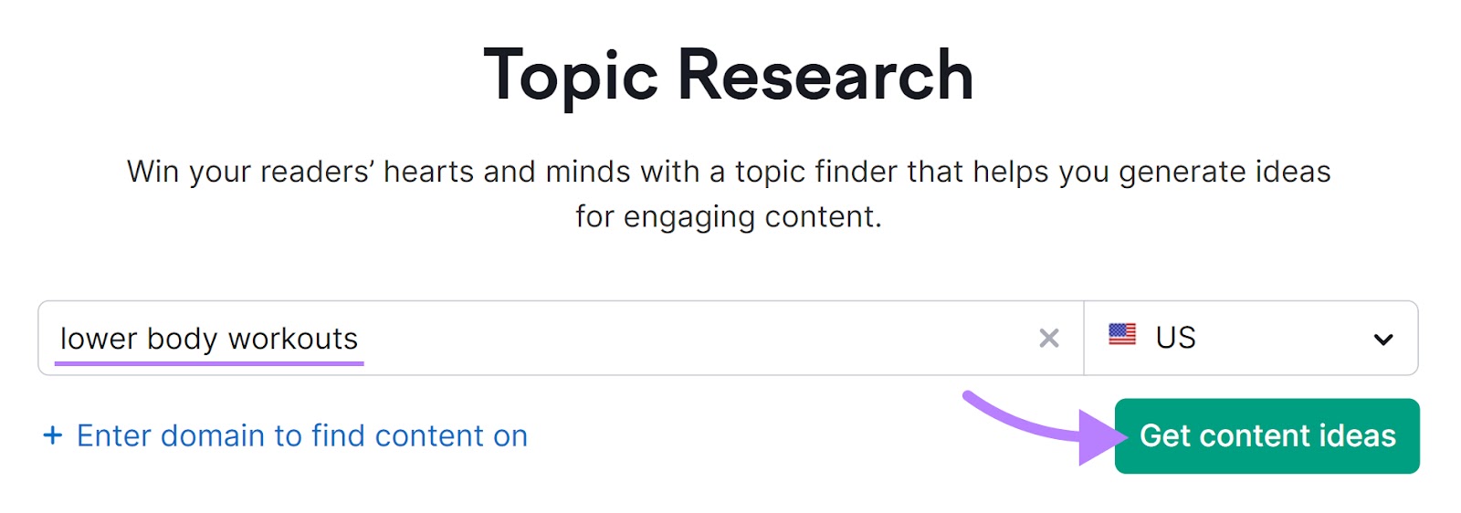 "lower body workouts" entered into the Topic Research tool