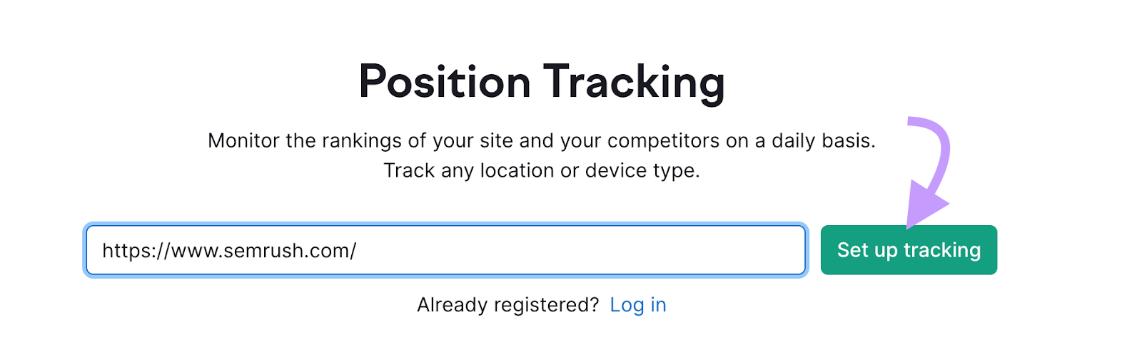 "https://sr02.myamztools.com/" domain entered into the Position Tracking tool search bar